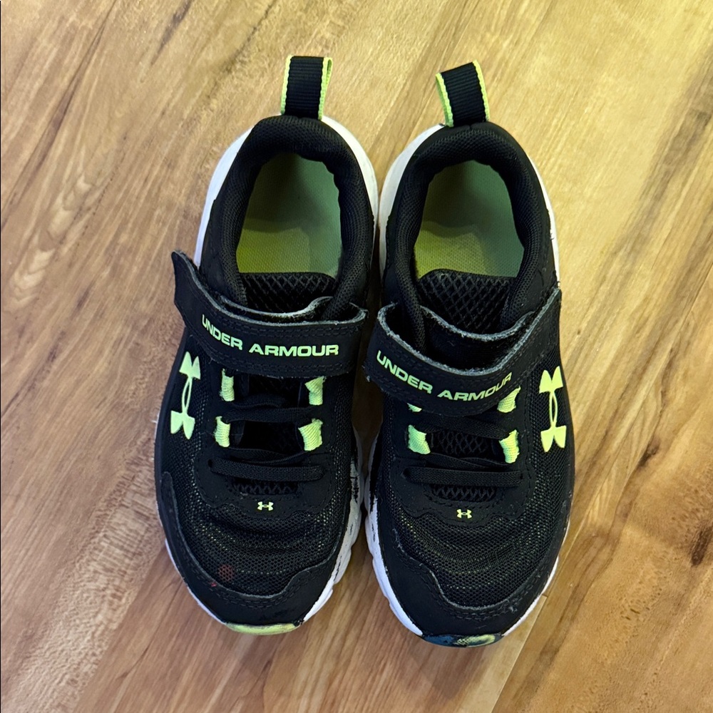 Under Armour Kids Black Sneakers with Neon Green Accents